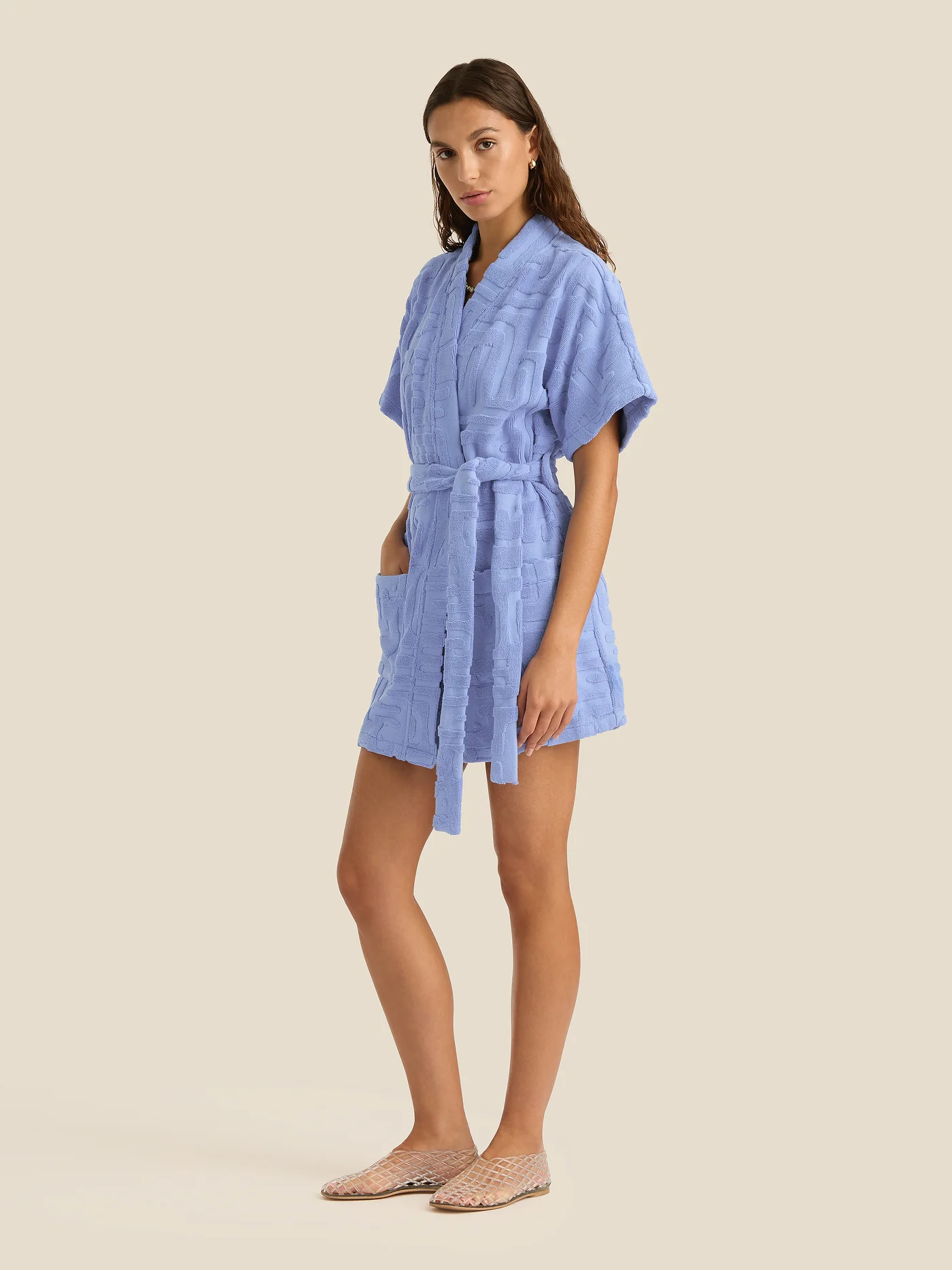 Towelling Mini Robe | Kin Cornflower - Image 3